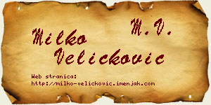 Milko Veličković vizit kartica